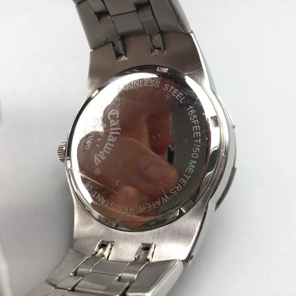 Callaway Golf Watch Mens 39mm Silver Tone Date New Battery 7.25" - Picture 8 of 12